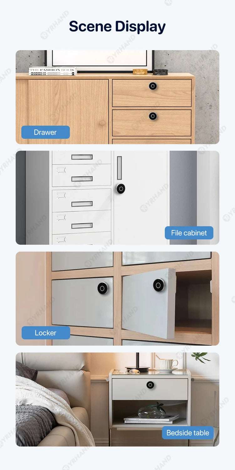 YRHAND Keyless Fingerprint Drawer Cabinet lock - Hilkon