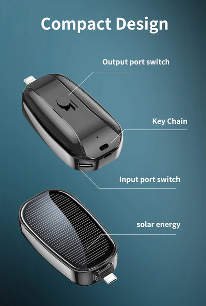 1200mAh Mini Power Bank Solar Keychain - Hilkon