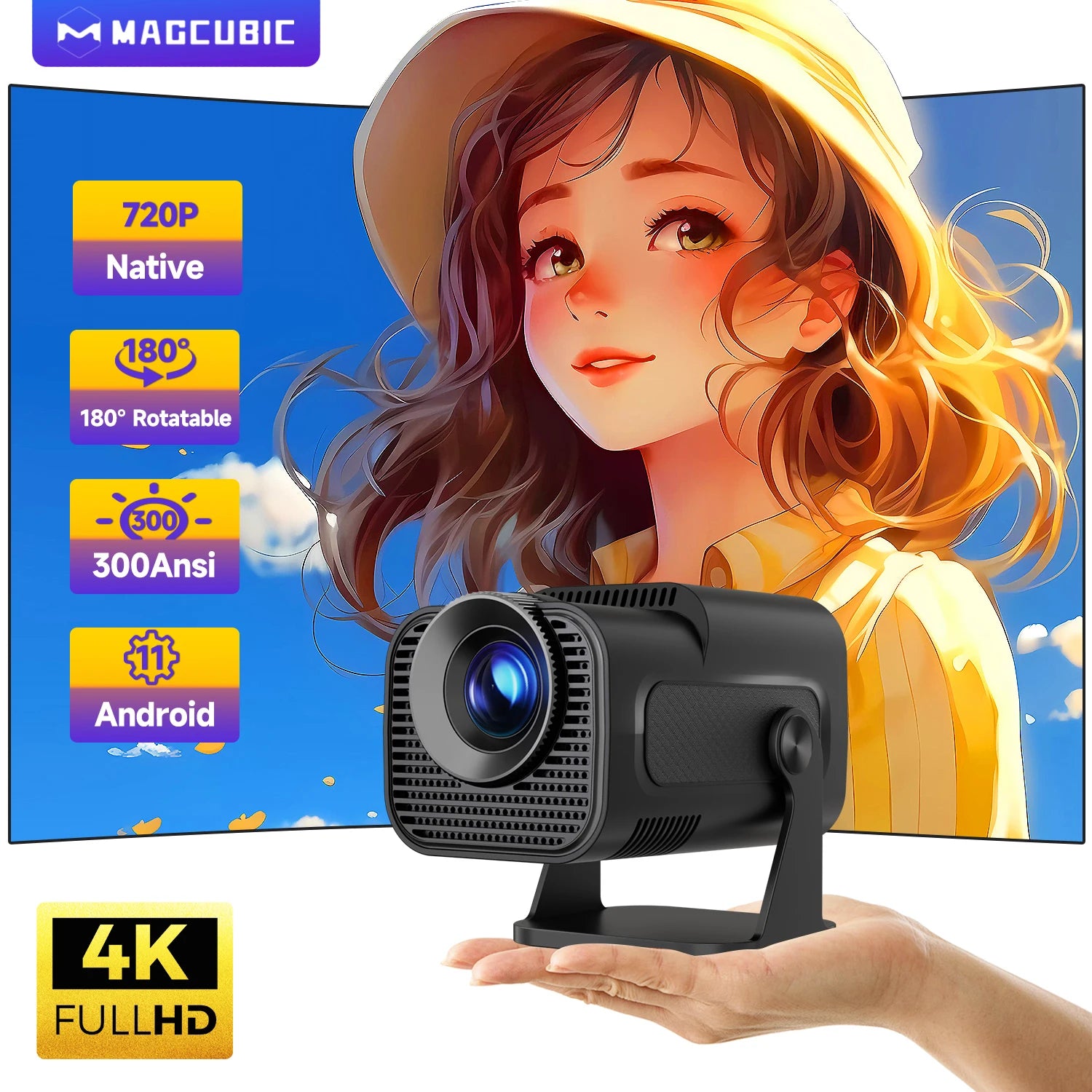 Magcubic Mini Native 720P 4K Projector - Hilkon