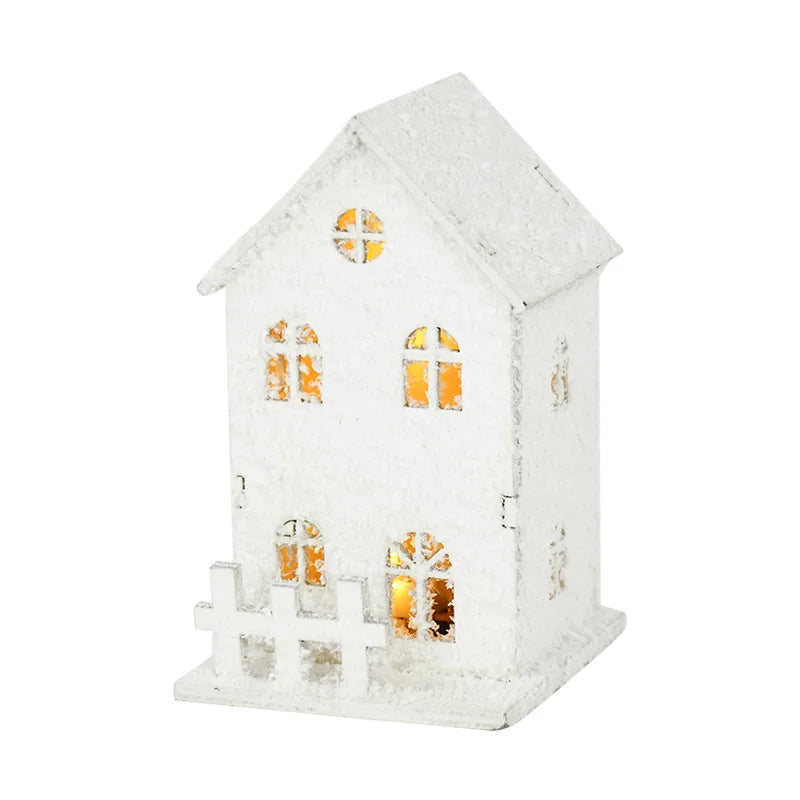 Christmas Led Light Wooden House with Snowflake Luminous Cabin - Hilkon