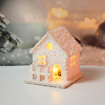 Christmas Led Light Wooden House with Snowflake Luminous Cabin - Hilkon