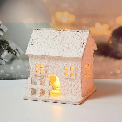 Christmas Led Light Wooden House with Snowflake Luminous Cabin - Hilkon