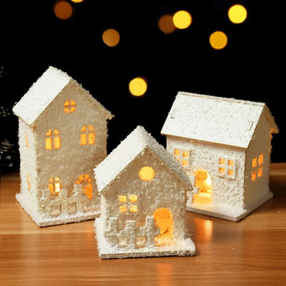 Christmas Led Light Wooden House with Snowflake Luminous Cabin - Hilkon