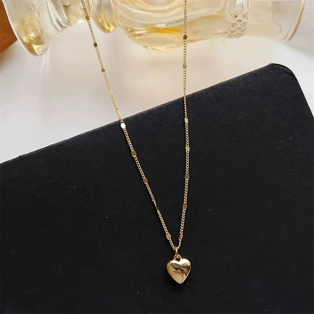 Elegant Love Heart Pendant Necklace | Gold or Silver Color