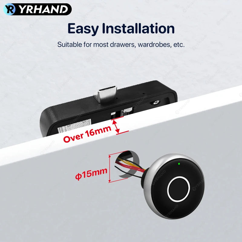 YRHAND Keyless Fingerprint Drawer Cabinet lock - Hilkon
