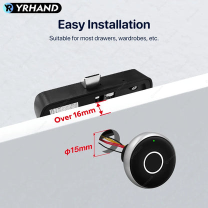 YRHAND Keyless Fingerprint Drawer Cabinet lock - Hilkon