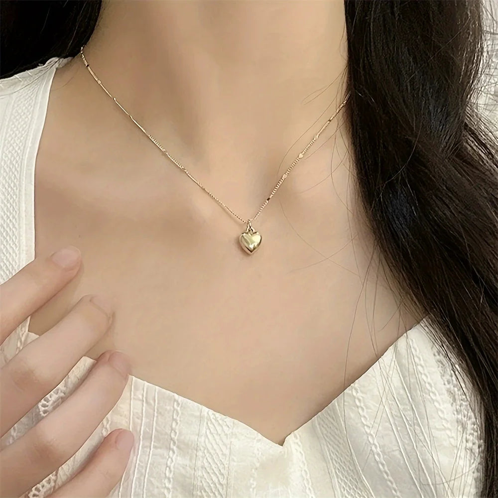 Elegant Love Heart Pendant Necklace | Gold or Silver Color