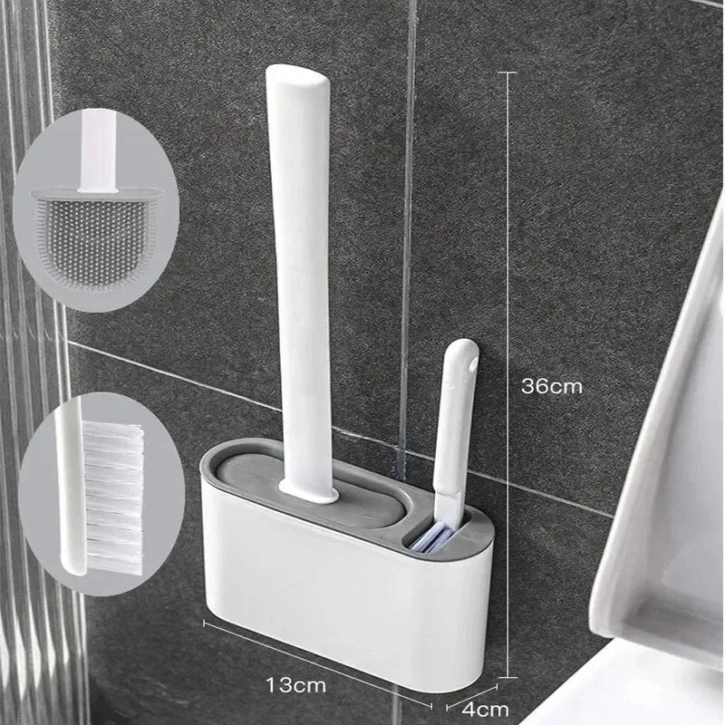 Wall Mounted Silicone Toilet Brush - Hilkon