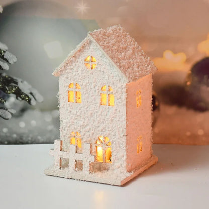 Christmas Led Light Wooden House with Snowflake Luminous Cabin - Hilkon