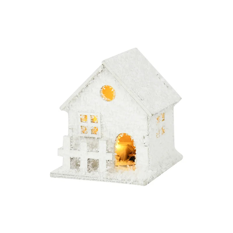 Christmas Led Light Wooden House with Snowflake Luminous Cabin - Hilkon