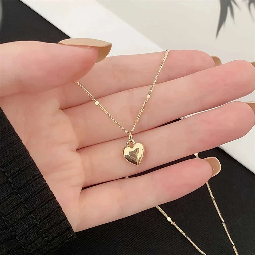 Elegant Love Heart Pendant Necklace | Gold or Silver Color
