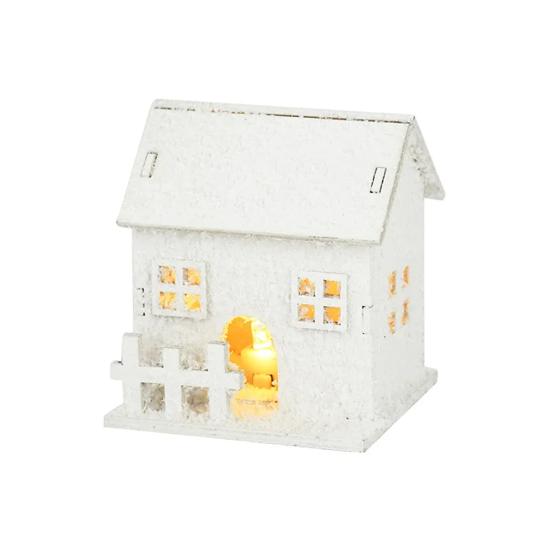 Christmas Led Light Wooden House with Snowflake Luminous Cabin - Hilkon