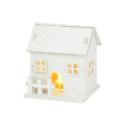 Christmas Led Light Wooden House with Snowflake Luminous Cabin - Hilkon