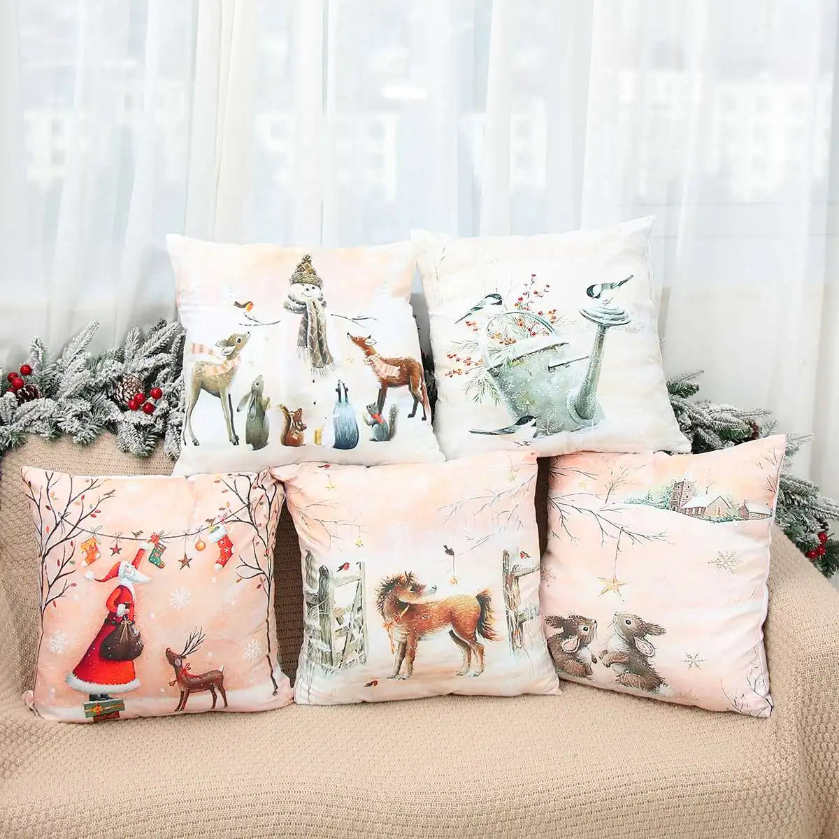 45cm Christmas Pillowcase Cushion Cover Christmas Decorations - Hilkon