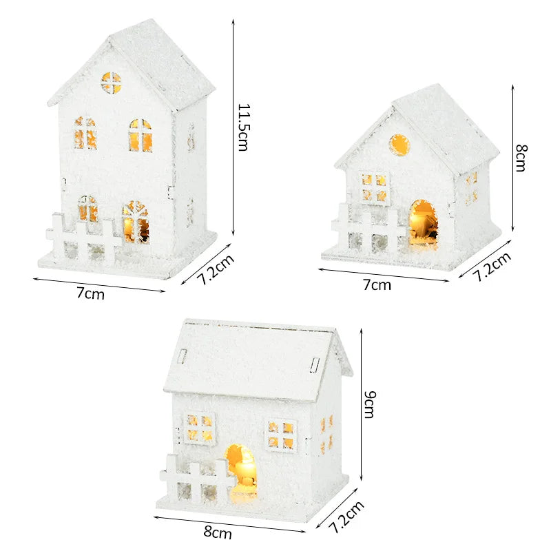 Christmas Led Light Wooden House with Snowflake Luminous Cabin - Hilkon