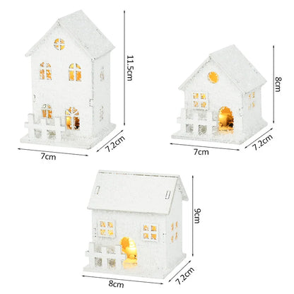 Christmas Led Light Wooden House with Snowflake Luminous Cabin - Hilkon